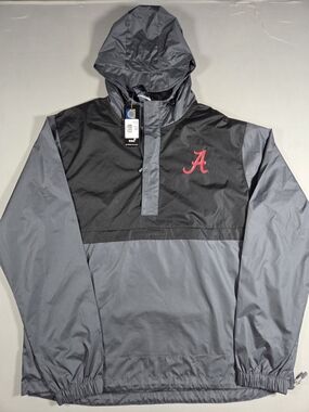 Alabama Crimson Tide Men's Grey & Black Pullover Windbreaker/Rain Jacket XL New!